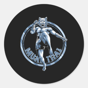 Adesivo Redondo Tigre Muay Thai - Nak Muay, Presente de Kickboxing