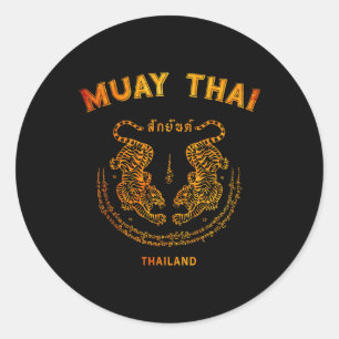 Adesivo Redondo Tigre Muay Thai Sak Yant Tatuagem Kickboxing Tailâ