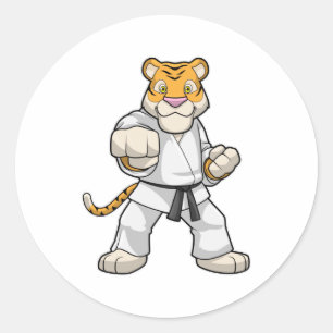 Adesivo Redondo Tigre no Karate das Artes Marciais