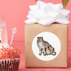 Adesivo Redondo Tigre por Kono Bairei (1844-1895).