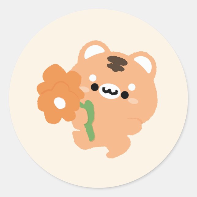 Adesivo Redondo Tigre Romântico Bonito (Frente)