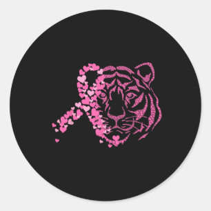Adesivo Redondo Tigre-rosa Fita-Fita - Cancer de Sensibilização An
