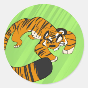 Adesivo Redondo Tigre Stickers