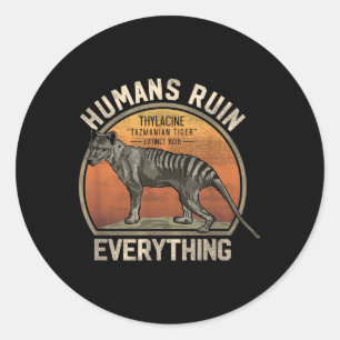 Adesivo Redondo Tigre Tasmânico Thylacine australiano Extinct Anim