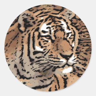 Adesivo Redondo Tigres decorativos artísticos selvagens