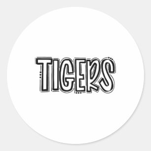 Adesivo Redondo Tigres Despertam Espírito Escolar Laranja Preto Fo