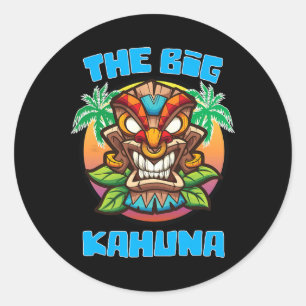 Adesivo Redondo Tiki Big Kahuna Funny Hawaiian Dia de os pais Vaca