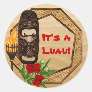 Adesivo Redondo Tiki Hawaiian Luau Stickers