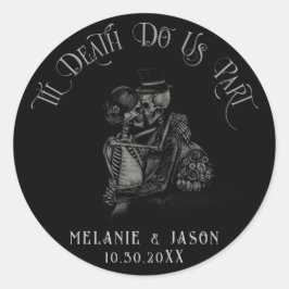 Adesivo Redondo Til Death Nos Parte De Casamento Gótico