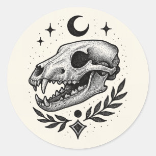 Adesivo Redondo Tilacina Crânio - Design inspirado na tatuagem