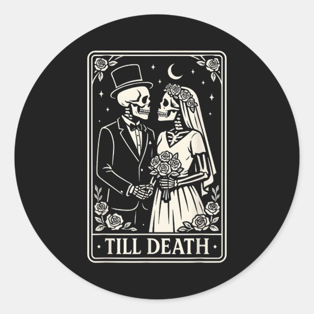 Adesivo Redondo Till Death Skeleton Love Couples Gothic Wedding Br (Frente)