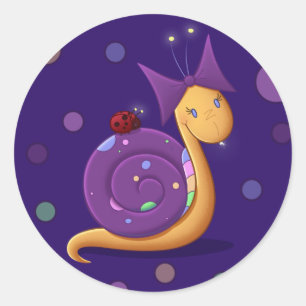 Adesivo Redondo Tilly o caracol com Polkadots