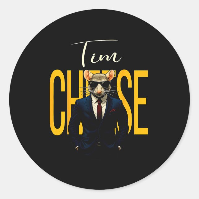 Adesivo Redondo Tim Cheese - Funny Secret Agent Mouse Brainrot Kid (Frente)