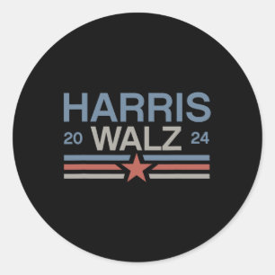 Adesivo Redondo Tim Walz 2024 Retro Stripes Kamala Harris Waltz 20