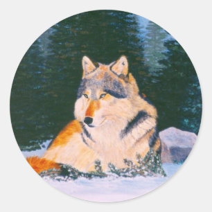 Adesivo Redondo Timber Wolf Sticker