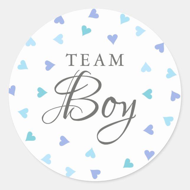 Adesivo Redondo Time Boy Blue Hearts Gender Reveal Voting (Frente)