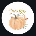 Adesivo Redondo Time Boy Pumpkin Gender Reveing label<br><div class="desc">Time Boy Pumpkin Gender Reveing label</div>