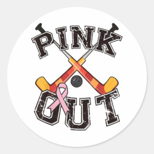 Adesivo Redondo Time de hóquei de campo Pink Out Conscientização s