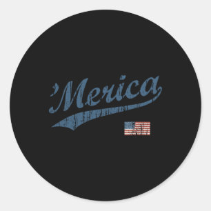 Adesivo Redondo Time de Team merica Vintage 4 de Julho Patriótico 