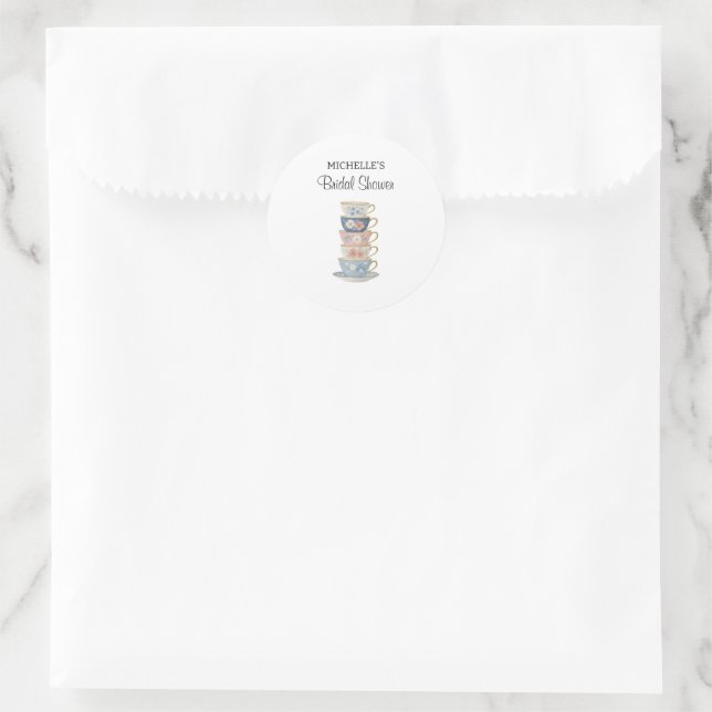 Adesivo Redondo Time for Tea Bridal Shower Sticker (Bolsa)