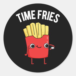 Adesivo Redondo Time Fries Engraçados Fries Franceses Jogam Dark B