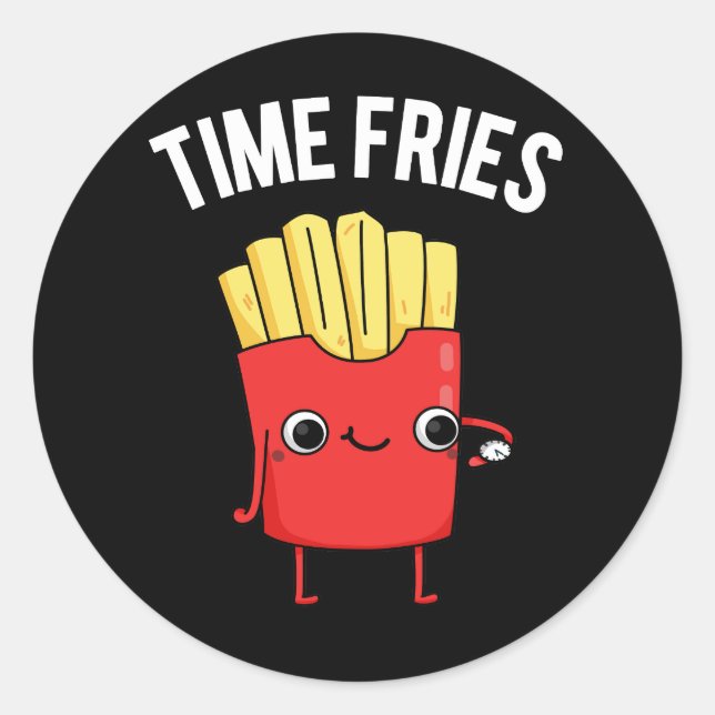 Adesivo Redondo Time Fries Engraçados Fries Franceses Jogam Dark B (Frente)