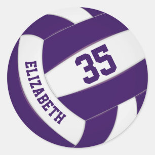 Adesivo Redondo time roxo e branco colorido voleibol feminino