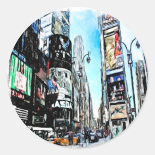 Adesivo Redondo Times Square