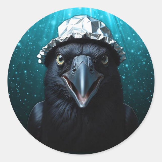 Adesivo Redondo Tin Foil Hat Black Bird Raven (Frente)