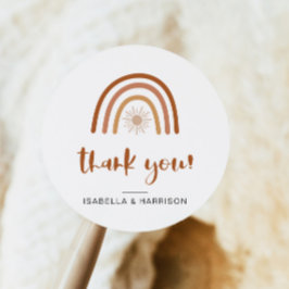 Adesivo Redondo TINLEY Boho Terracotta Rainbow Obrigado Sticker