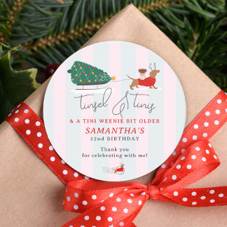 Adesivo Redondo Tinsel & Tinis Tini Weenie Bit Christmas Doxie