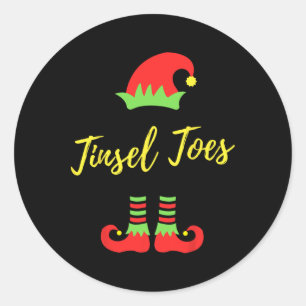 Adesivo Redondo Tinsel Toes Elfo Natal Papai Noel Elfos Camisola F