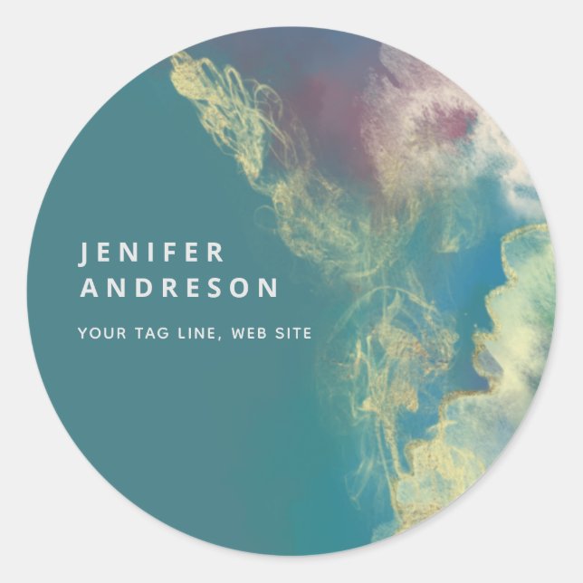 Adesivo Redondo Tinta artística moderna contemporânea abstrato (Frente)