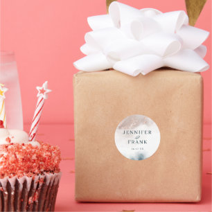 Adesivo Redondo Tinta de Álcool Elegante Dourada Blush Azul Míni