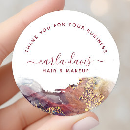 Adesivo Redondo Tinta De Aquarela Líquida De Arte Moderna Roxa E D