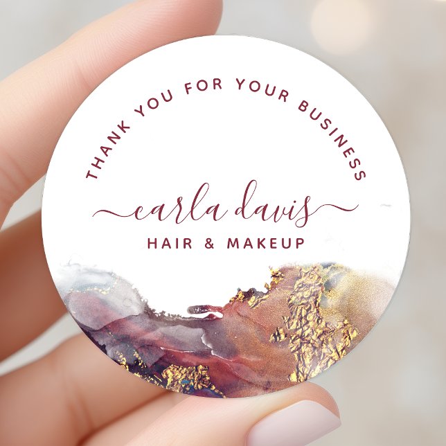 Adesivo Redondo Tinta De Aquarela Líquida De Arte Moderna Roxa E D (Criador carregado)