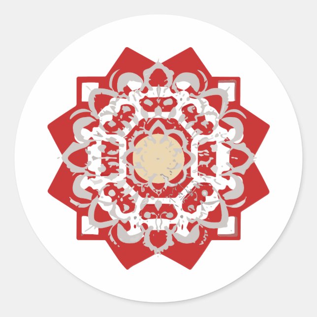 Adesivo Redondo Tinta de Zoom de Mandala (Frente)