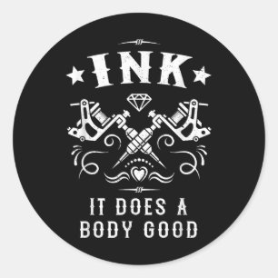 Adesivo Redondo Tinta Faz Uma Boa Tatuagem Vintage.