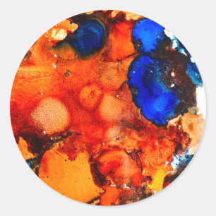 Adesivo Redondo Tinta laranja de abstrato