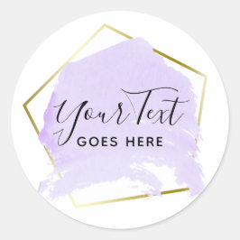 Adesivo Redondo Tinta Lavanda Roxa Pastel e Minimalista Dourado
