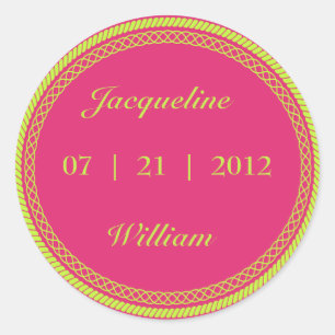 Adesivo Redondo Tinta-Quente e Limão Geen Fluorescente/Rótulos de 