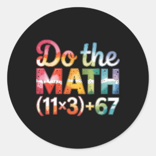 Adesivo Redondo Tinta Tie Dye 100 Dias Escolar Equação Matemática