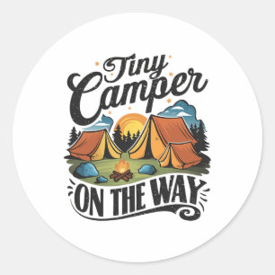 Adesivo Redondo Tiny Camper a Caminho Anúncio de Gravidez para Ama