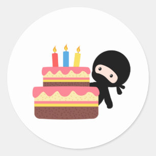 Adesivo Redondo Tiny Ninja Atrás do Bolo de Aniversário