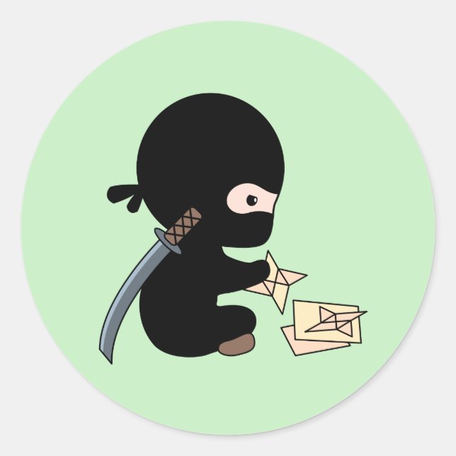Adesivo Redondo Tiny Ninja - Fazer Origami - Jogando Estrela (Frente)