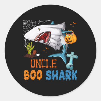Adesivo Redondo Tio Boo Shark Halloween Tubarão Fantasma Com Abóbo