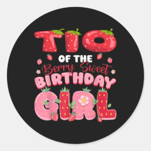 Adesivo Redondo Tio Da Berry Sweet Birthday Girl Strawberry Pa
