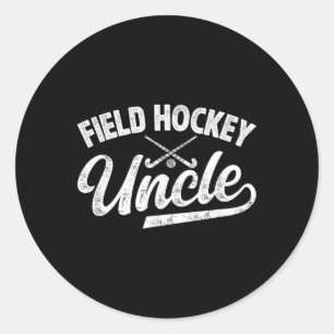 Adesivo Redondo Tio de Hockey de Campo de um Jogador de Hockey de