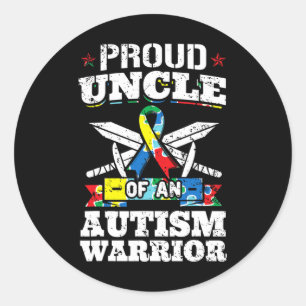 Adesivo Redondo Tio Orgulhoso De Um Guerreiro Autismo Awarenes Aut