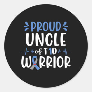 Adesivo Redondo Tio Orgulhoso do Guerreiro T1d Sensibilização Azul